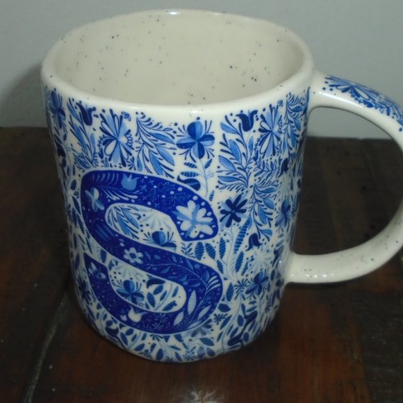 Anthropologie "S" initial Coffee Cup Mug Cup
